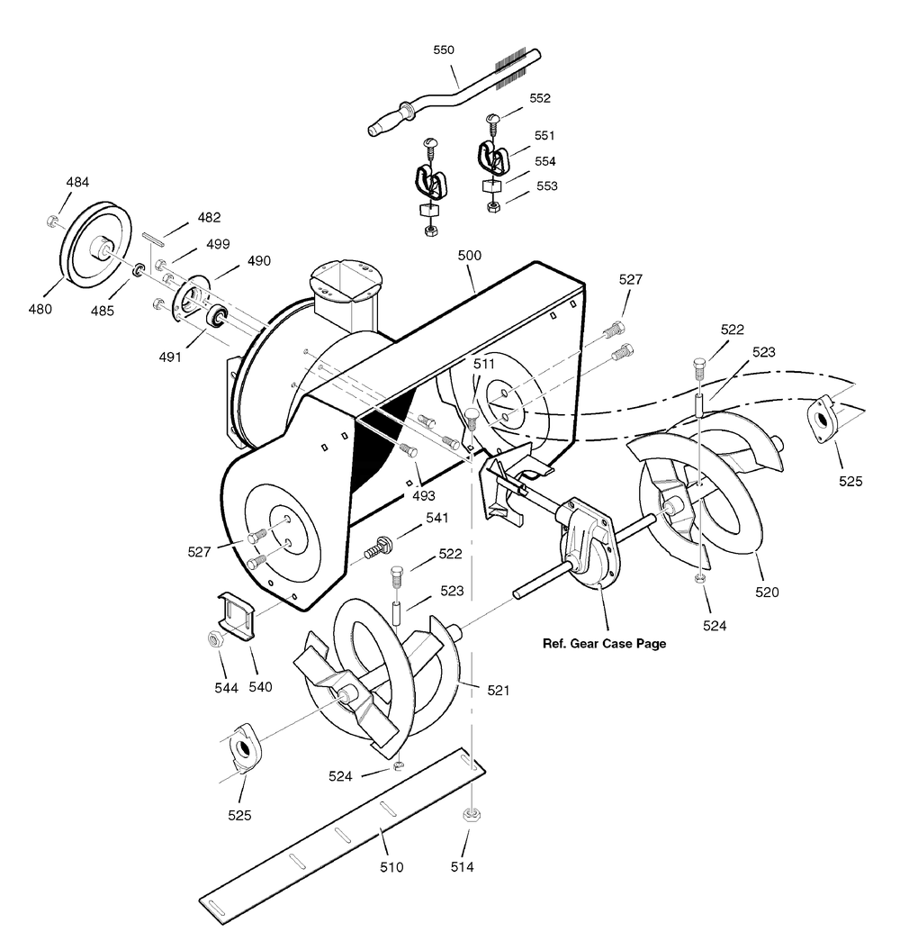 Auger Housing Diagram and Parts List for 1695373-6271200X43 2007 Briggs and Stratton Snow Blower